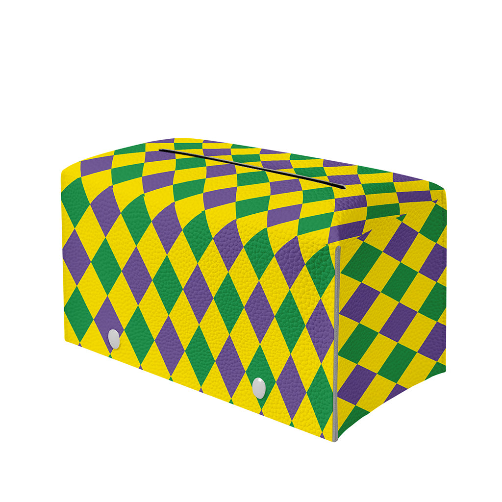 Harlequin Mardi Gras Pattern Print Leather Tissue Box Cover