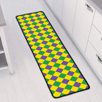 Harlequin Mardi Gras Pattern Print Long Kitchen Mat