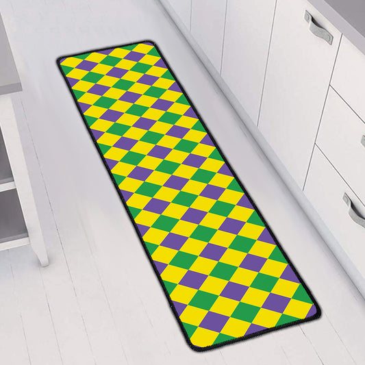 Harlequin Mardi Gras Pattern Print Long Kitchen Mat