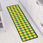 Harlequin Mardi Gras Pattern Print Long Kitchen Mat