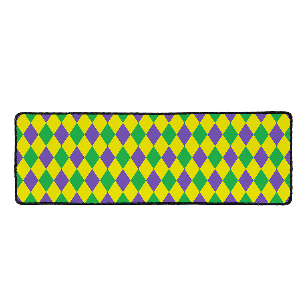 Harlequin Mardi Gras Pattern Print Long Kitchen Mat