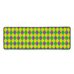 Harlequin Mardi Gras Pattern Print Long Kitchen Mat