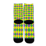 Harlequin Mardi Gras Pattern Print Long Socks