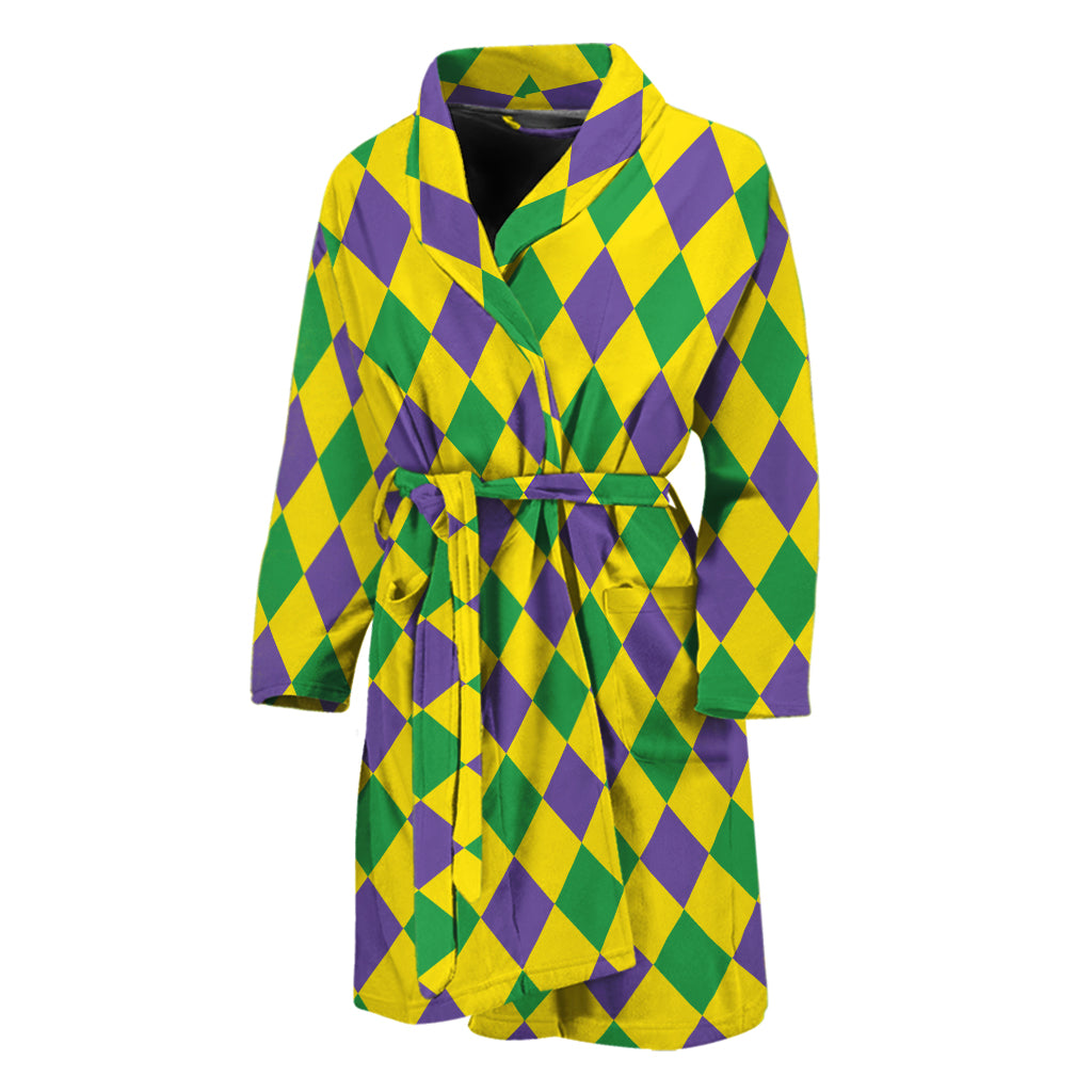 Harlequin Mardi Gras Pattern Print Men's Bathrobe