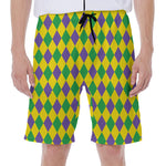 Harlequin Mardi Gras Pattern Print Men's Beach Shorts