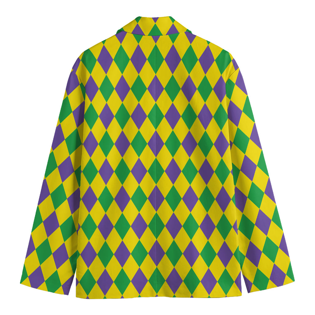 Harlequin Mardi Gras Pattern Print Men's Blazer