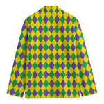 Harlequin Mardi Gras Pattern Print Men's Blazer