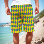 Harlequin Mardi Gras Pattern Print Men's Cargo Shorts