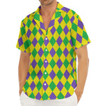 Harlequin Mardi Gras Pattern Print Men's Deep V-Neck Shirt