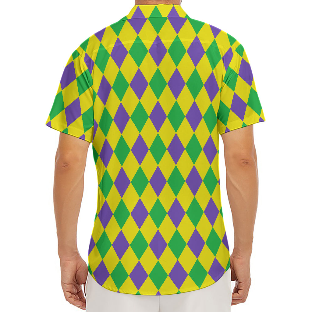 Harlequin Mardi Gras Pattern Print Men's Deep V-Neck Shirt
