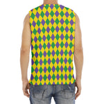 Harlequin Mardi Gras Pattern Print Men's Fitness Tank Top