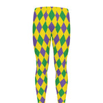 Harlequin Mardi Gras Pattern Print Men's leggings