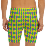 Harlequin Mardi Gras Pattern Print Men's Long Boxer Briefs