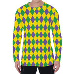 Harlequin Mardi Gras Pattern Print Men's Long Sleeve T-Shirt