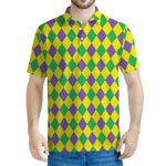 Harlequin Mardi Gras Pattern Print Men's Polo Shirt