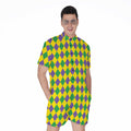 Harlequin Mardi Gras Pattern Print Men's Romper
