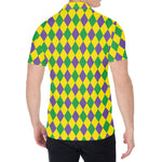 Harlequin Mardi Gras Pattern Print Men's Shirt