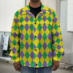 Harlequin Mardi Gras Pattern Print Men's Shirt Jacket