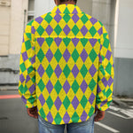 Harlequin Mardi Gras Pattern Print Men's Shirt Jacket