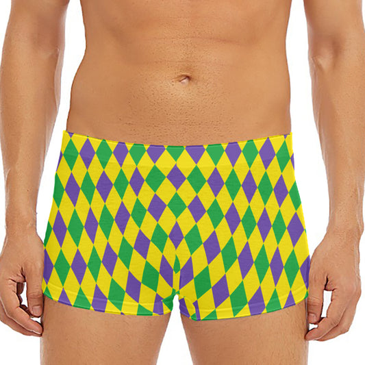 Harlequin Mardi Gras Pattern Print Men's Short Boxer Briefs