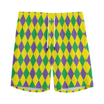Harlequin Mardi Gras Pattern Print Men's Sports Shorts
