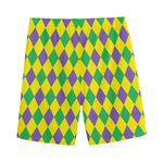 Harlequin Mardi Gras Pattern Print Men's Sports Shorts