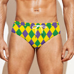 Harlequin Mardi Gras Pattern Print Men's Swim Briefs