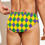 Harlequin Mardi Gras Pattern Print Men's Swim Briefs