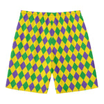 Harlequin Mardi Gras Pattern Print Men's Swim Trunks