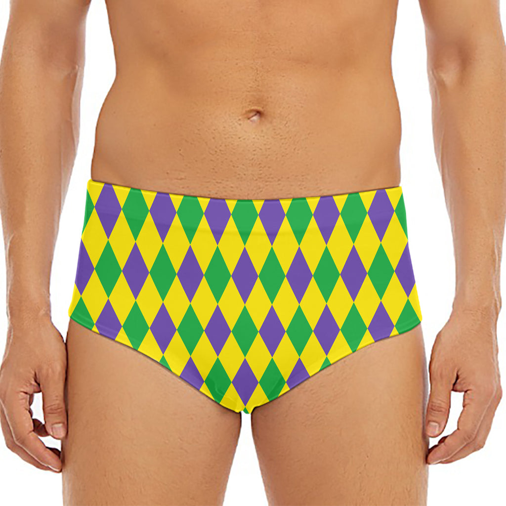 Harlequin Mardi Gras Pattern Print Men's Triangle Swim Briefs