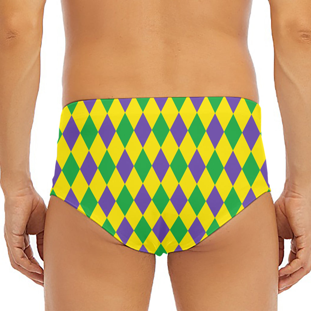 Harlequin Mardi Gras Pattern Print Men's Triangle Swim Briefs