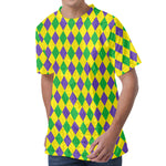 Harlequin Mardi Gras Pattern Print Men's Velvet T-Shirt