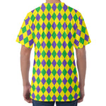 Harlequin Mardi Gras Pattern Print Men's Velvet T-Shirt
