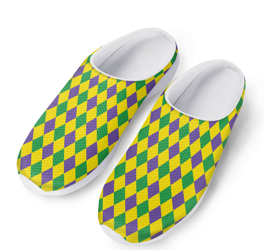 Harlequin Mardi Gras Pattern Print Mesh Casual Shoes