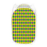 Harlequin Mardi Gras Pattern Print Mesh Laundry Hamper