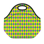 Harlequin Mardi Gras Pattern Print Neoprene Lunch Bag