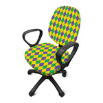 Harlequin Mardi Gras Pattern Print Office Chair Cover