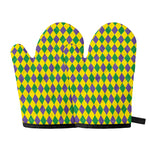 Harlequin Mardi Gras Pattern Print Oven Mitts