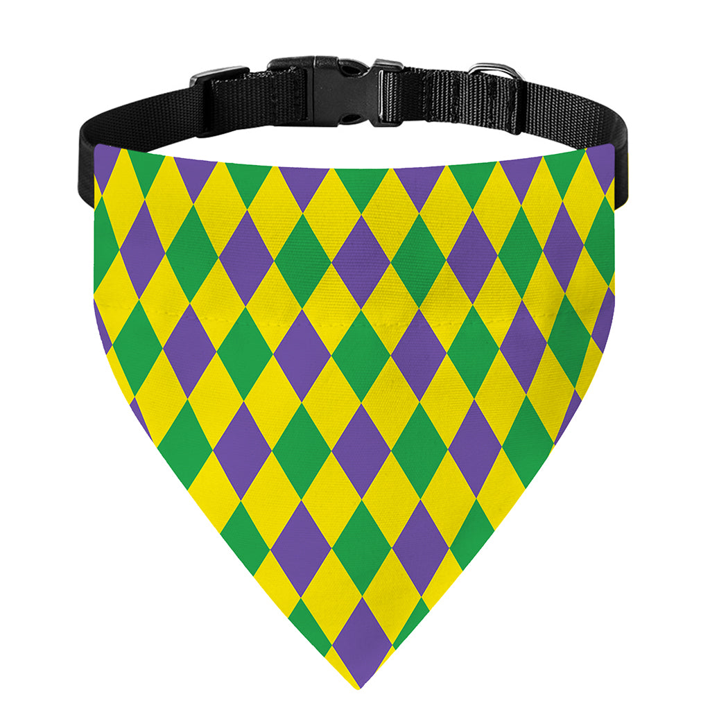 Harlequin Mardi Gras Pattern Print Over The Collar Dog Bandana