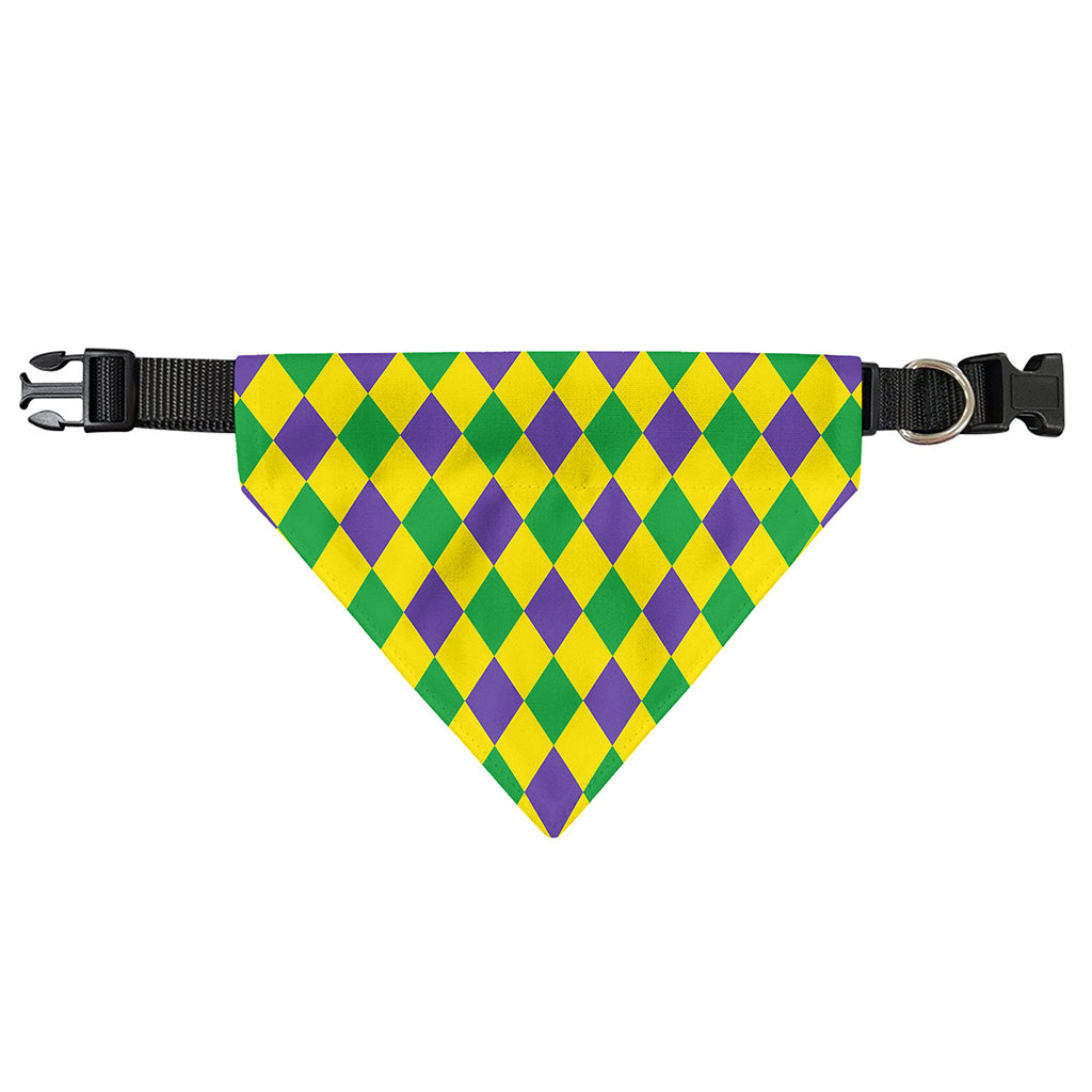 Harlequin Mardi Gras Pattern Print Over The Collar Dog Bandana