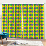 Harlequin Mardi Gras Pattern Print Pencil Pleat Curtains