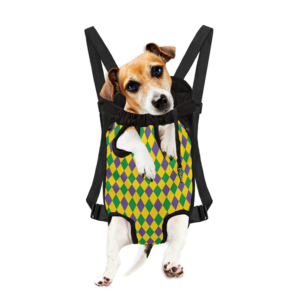 Harlequin Mardi Gras Pattern Print Pet Carrier Backpack