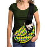 Harlequin Mardi Gras Pattern Print Pet Sling Carrier
