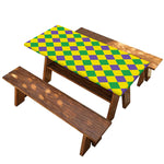 Harlequin Mardi Gras Pattern Print Picnic Table Cover
