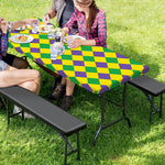 Harlequin Mardi Gras Pattern Print Picnic Table Cover