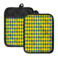 Harlequin Mardi Gras Pattern Print Pot Holders With Pocket