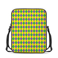 Harlequin Mardi Gras Pattern Print Rectangular Crossbody Bag