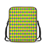 Harlequin Mardi Gras Pattern Print Rectangular Crossbody Bag