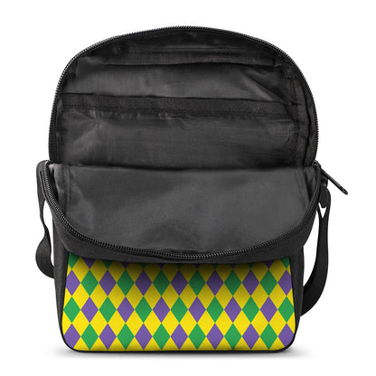 Harlequin Mardi Gras Pattern Print Rectangular Crossbody Bag