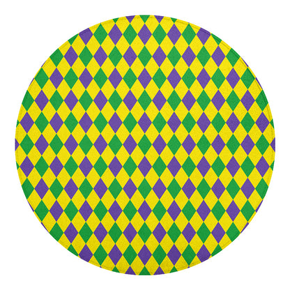 Harlequin Mardi Gras Pattern Print Round Blanket